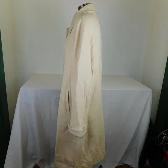 Fleurette Women Ivory Long Lined Coat 4 Piece Button Collared Vintage USA FLAW - Picture 3 of 12